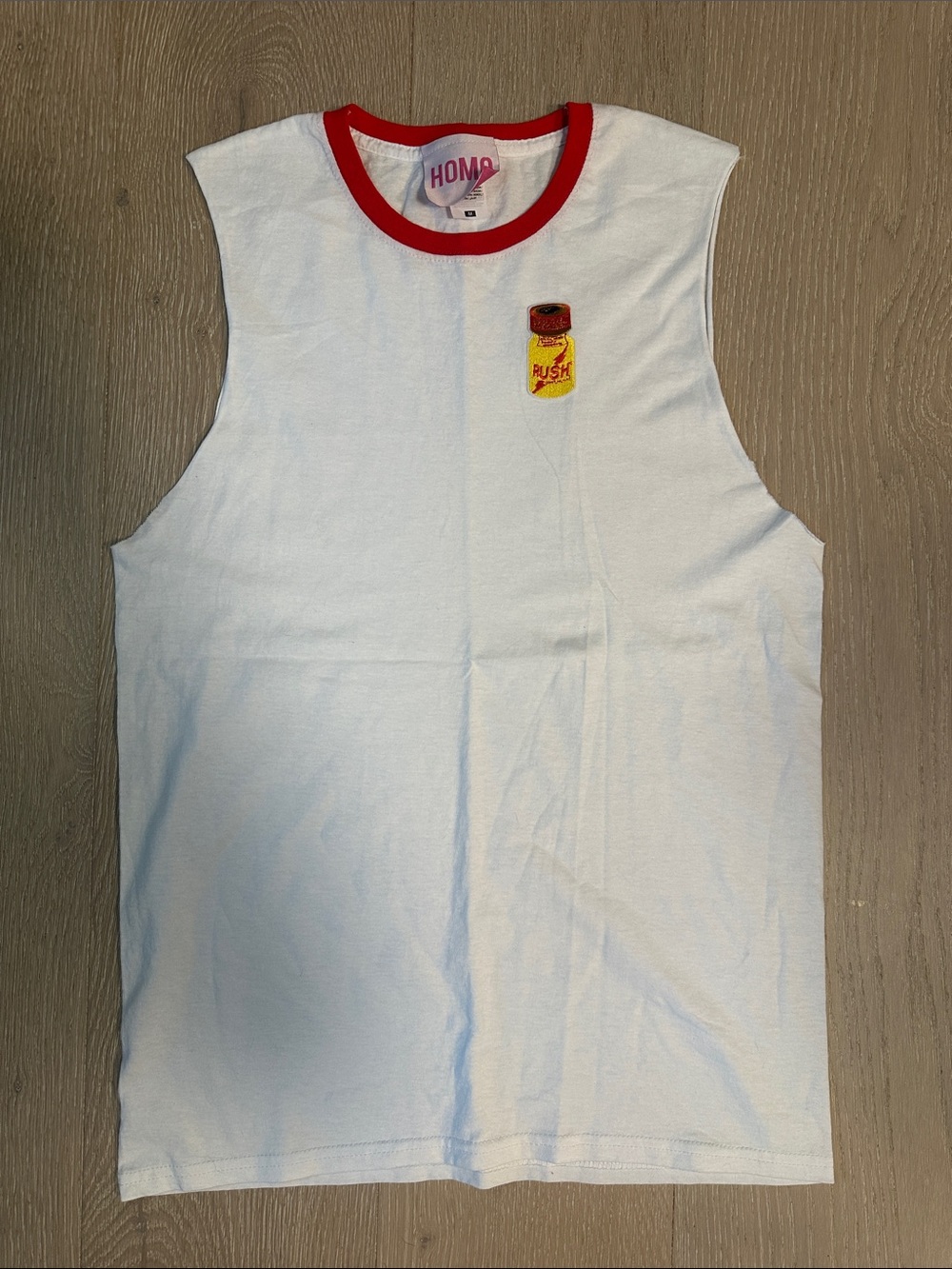 Homo Muscle Tank with Red Trim And Poppers